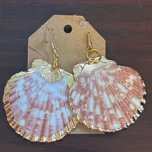 Gold and Pink Shell Earrings